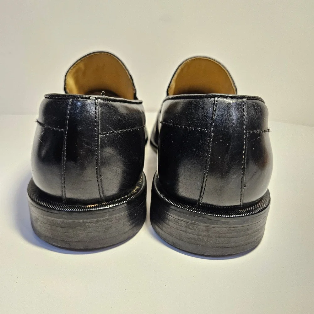 Stacy Adams Mens Black Leather Square‎ Toe Loafers Dress Shoes 9M 23786-01
